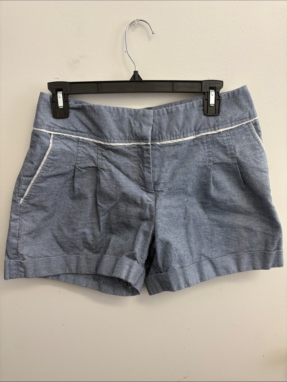 Fenn Wright Manson Chambray Blue Shorts with White Piping